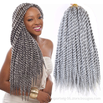 Twist synthetic Braiding Crochet Hair Extension Senegalese Twist Crochet ombre Braids Twists Box Braid jumbo Silver Grey